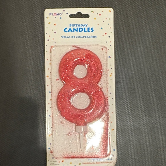 None Other - Red Glitter Number 8 Birthday Candle